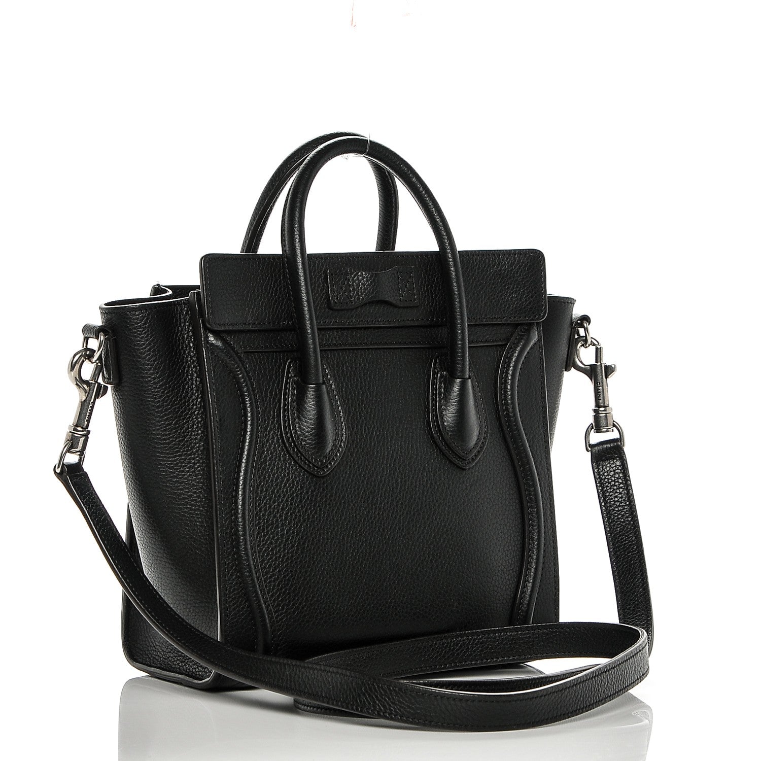 Celine Drummed Calfskin Nano Luggage Black 3 of 6