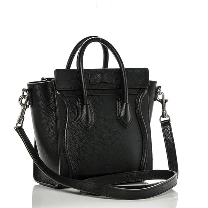 Celine Drummed Calfskin Nano Luggage Black 3 of 6