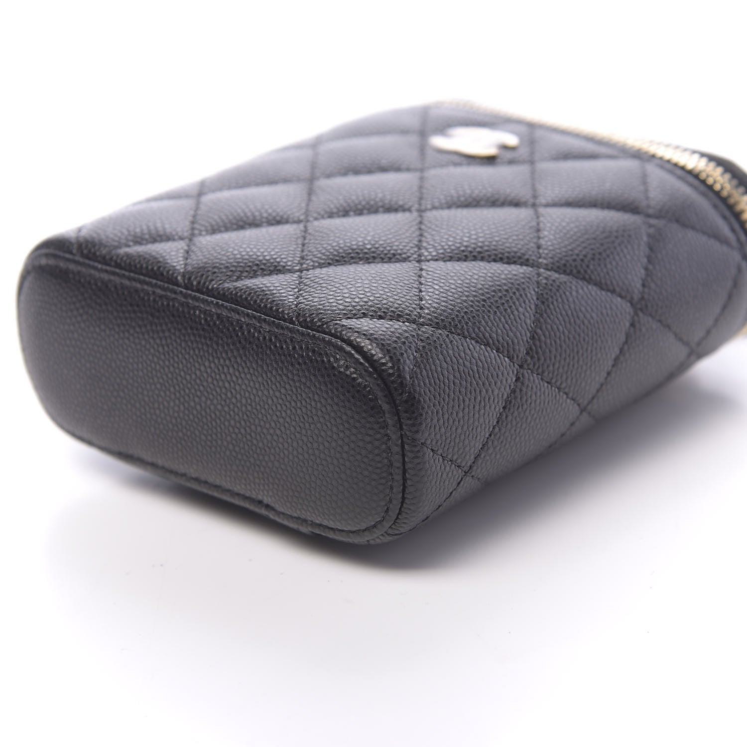 Chanel Caviar Quilted Small Vertical Coco Beauty Vanity Case With Chain Black 9 of 11