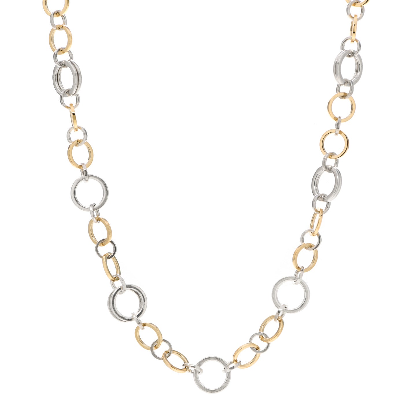 Sterling Silver 18K Yellow Gold Interlocking Circles Link Necklace