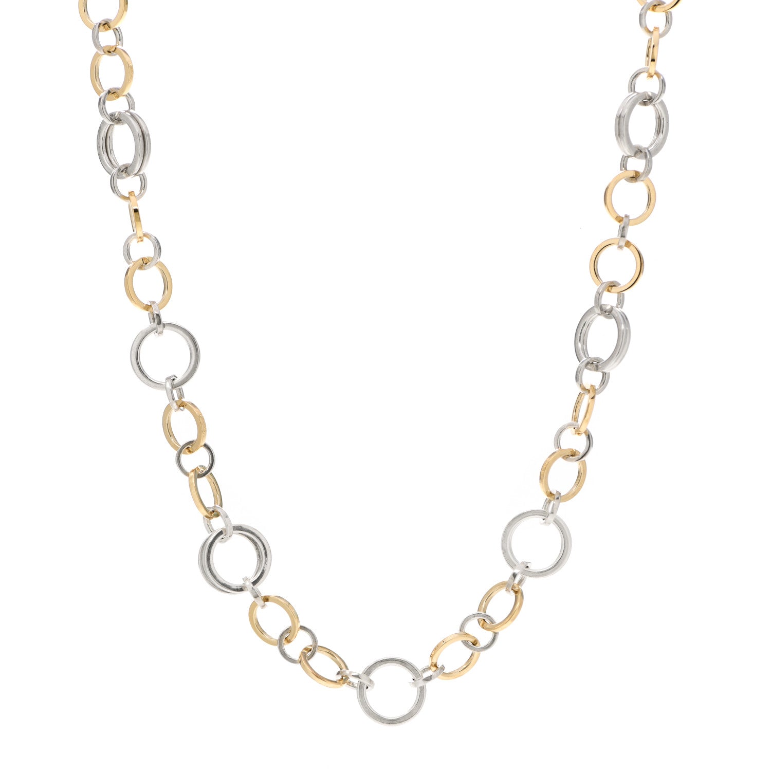 Tiffany Sterling Silver 18K Yellow Gold Interlocking Circles Link Necklace 1 of 5