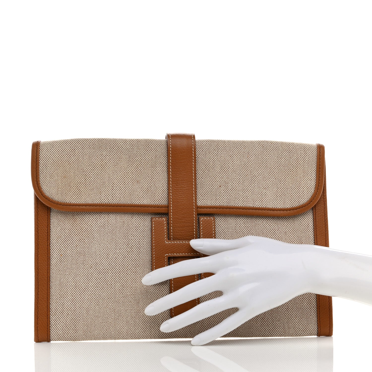 Hermes Peau Porc Toile Jige PM Clutch 1653648 – FASHIONPHILE