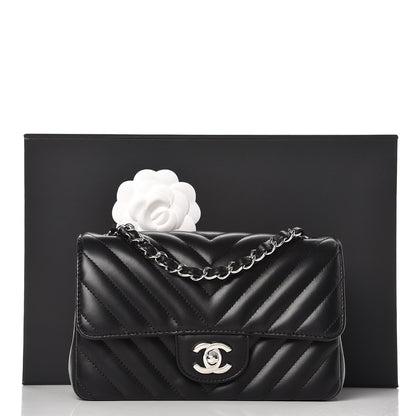 Chanel Lambskin Chevron Quilted Mini Rectangular Flap Black 8 of 8