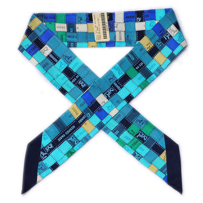 Hermes Silk Bolduc Au Carre Twilly Turquoise Bleu Klein Vert 1 of 6