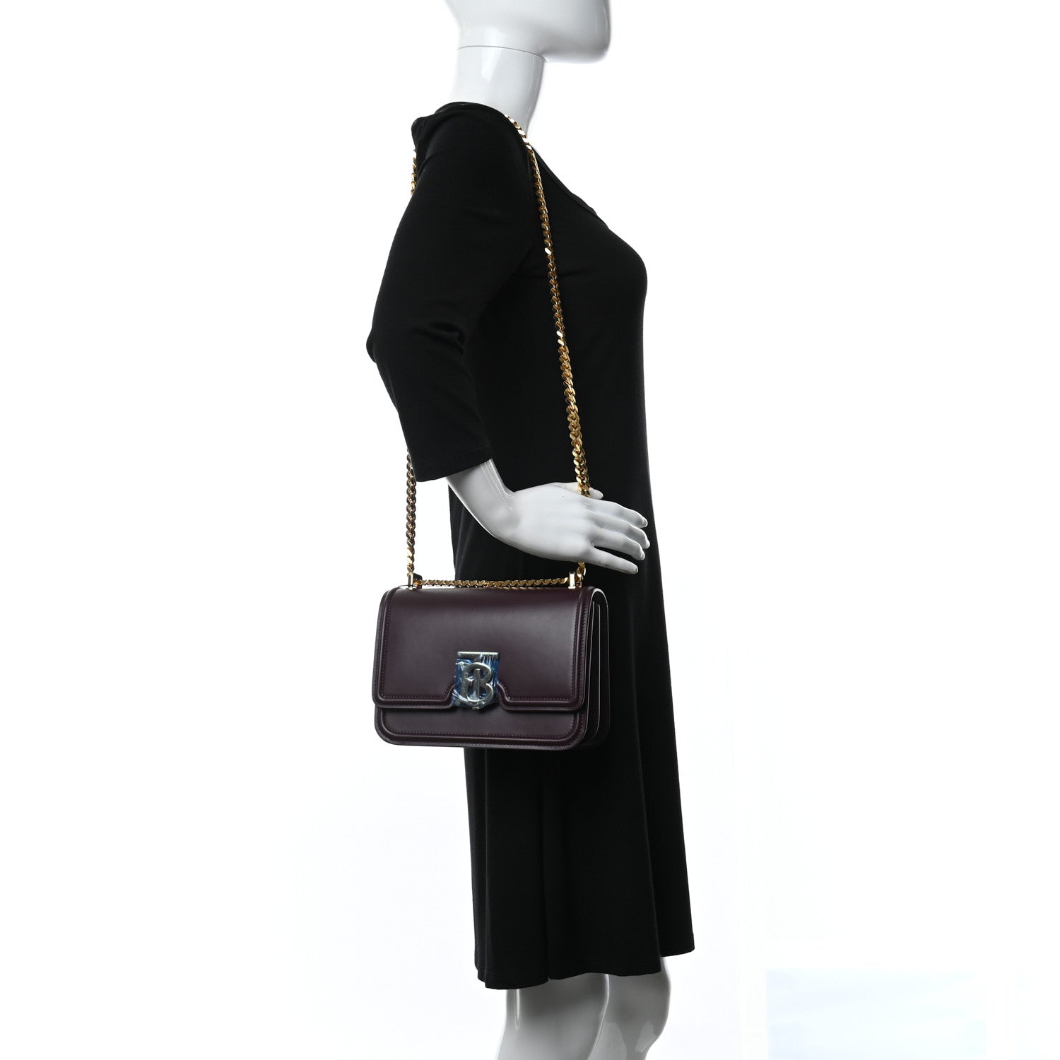 Burberry Calfskin Small TB Bag Deep Maroon 2 of 9