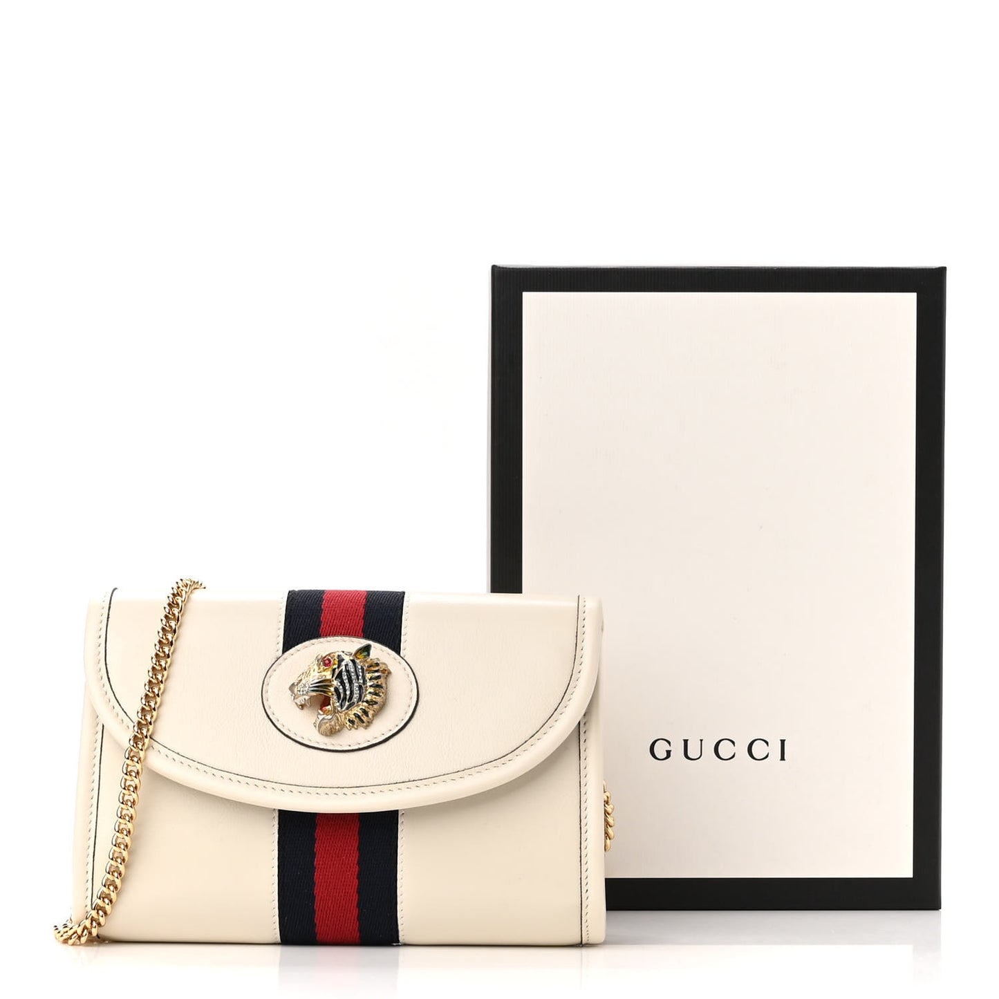 Textured Calfskin Web Mini Rajah Slim Flap Shoulder Bag Mystic White