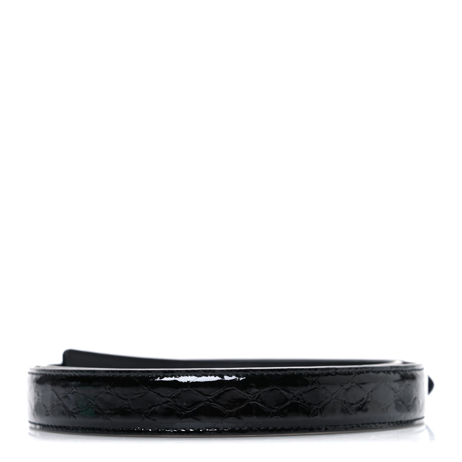 Saint Laurent Patent Calfskin Snakeskin Embossed 20mm Cintura Belt 85 34 Black 2 of 6