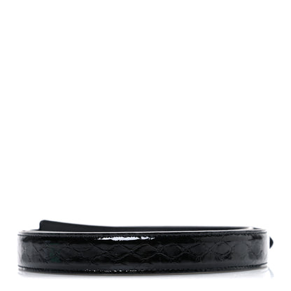 Saint Laurent Patent Calfskin Snakeskin Embossed 20mm Cintura Belt 85 34 Black 2 of 6