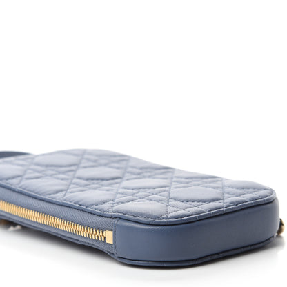 Christian Dior Lambskin Cannage Lady Dior Phone Holder Denim Blue 6 of 11