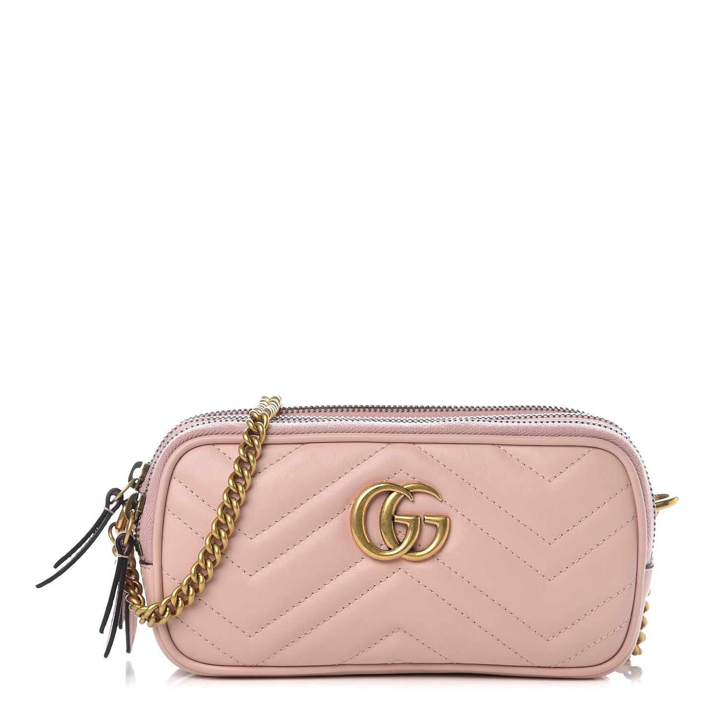 Calfskin Matelasse Mini GG Marmont Chain Crossbody Bag Perfect Pink