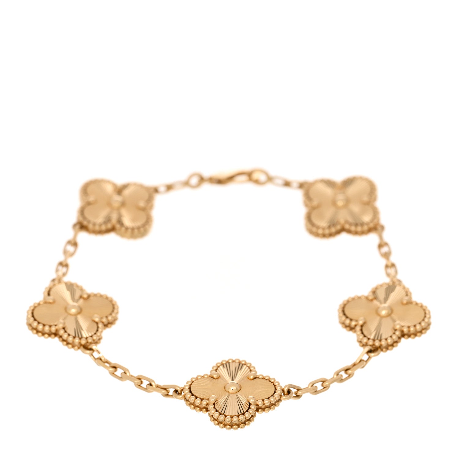 Van Cleef & Arpels 18K Yellow Gold 5 Motifs Guilloche Vintage Alhambra Bracelet 1 of 4