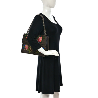Gucci Calfskin Web Owl Embroidered Medium Dionysus Shoulder Bag New Acero Multicolor 2 of 12