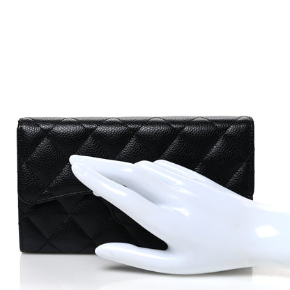 Chanel Caviar Quilted Long Flap Wallet Black 2 of 8