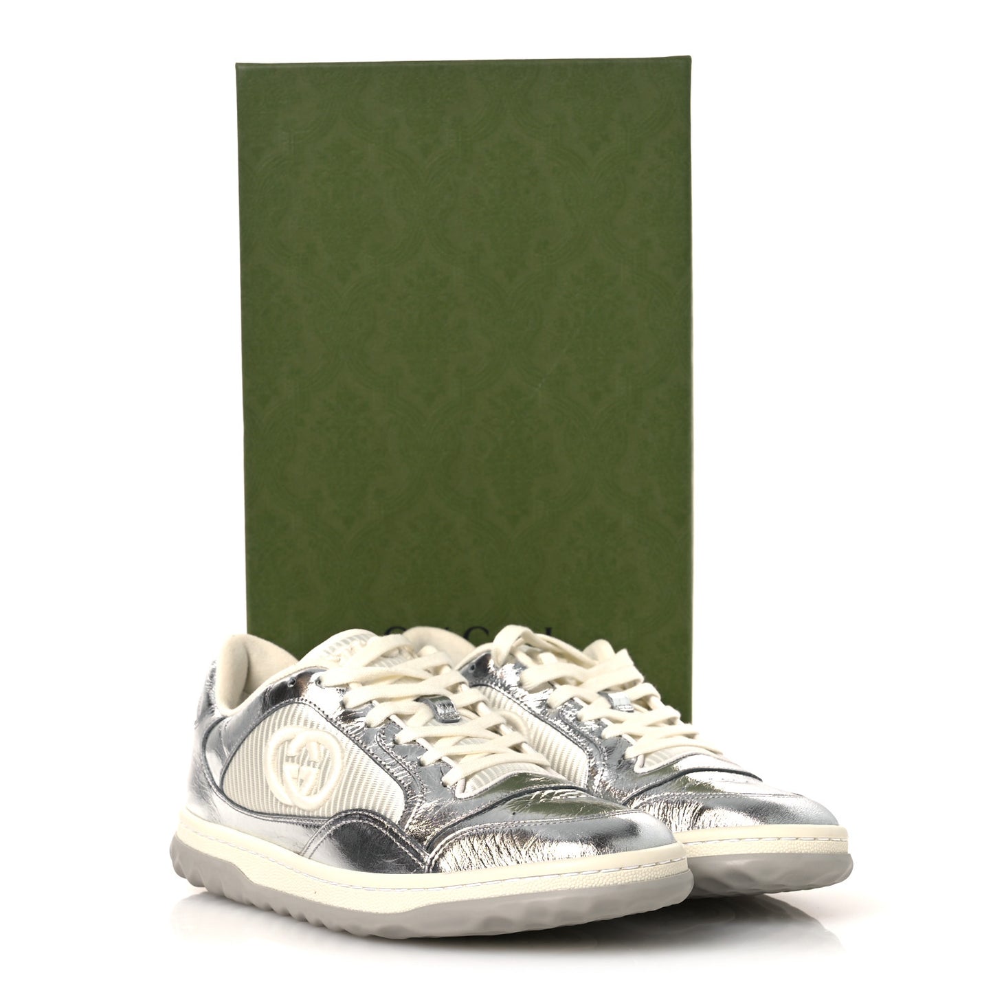 Ginza Calfskin MAC80 Womens Sneakers 38.5 Silver Off White
