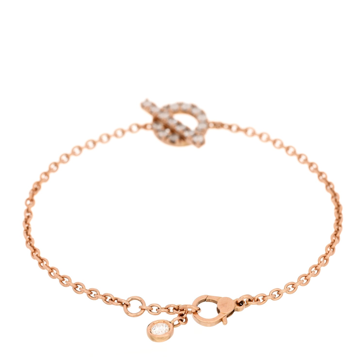 Hermes 18K Rose Gold Diamond Finesse Bracelet SH 2 of 4
