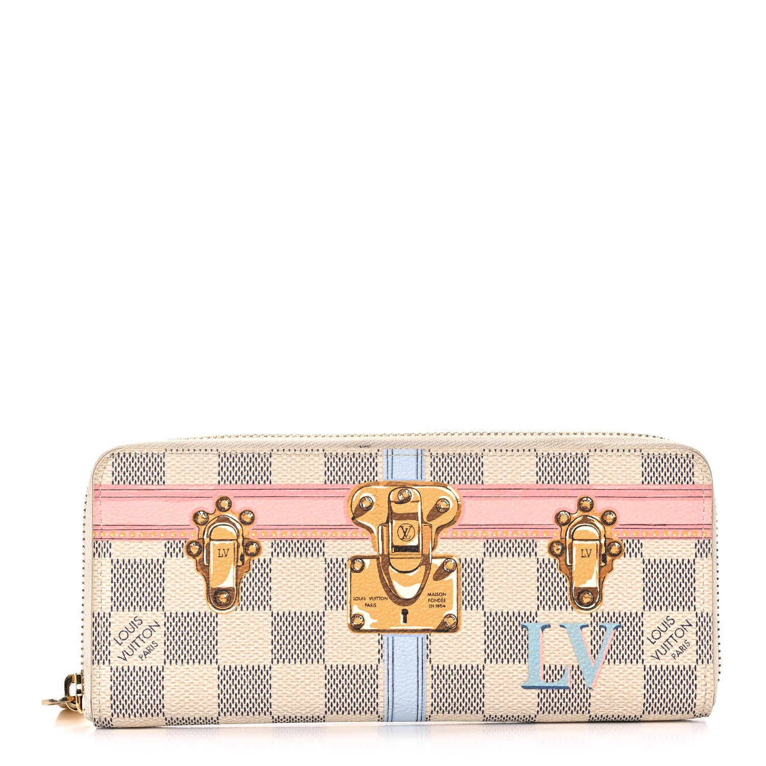Louis Vuitton Damier Azur Summer Trunks Clemence Wallet 1 of 14
