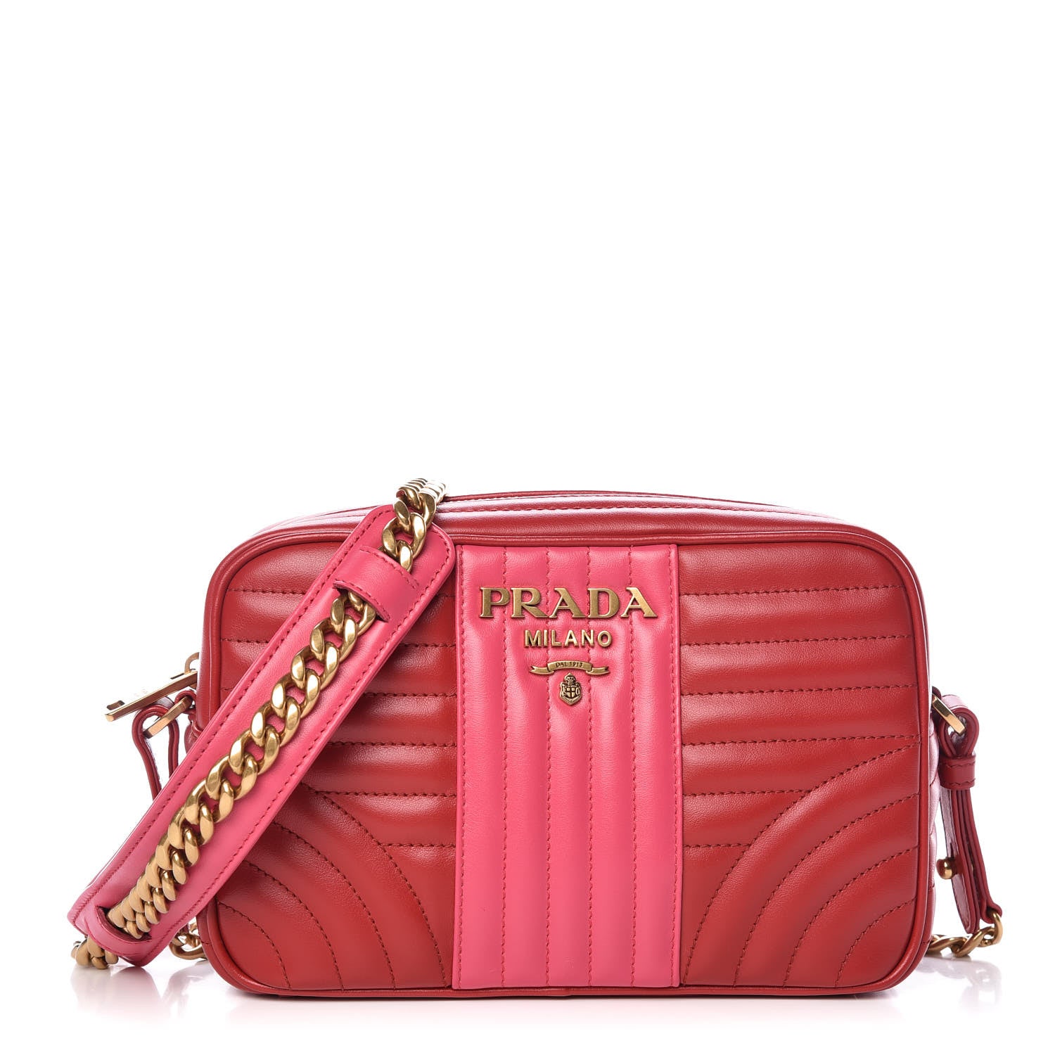 Prada Soft Calfskin Diagramme Crossbody Bag Fuoco Magenta 1 of 9