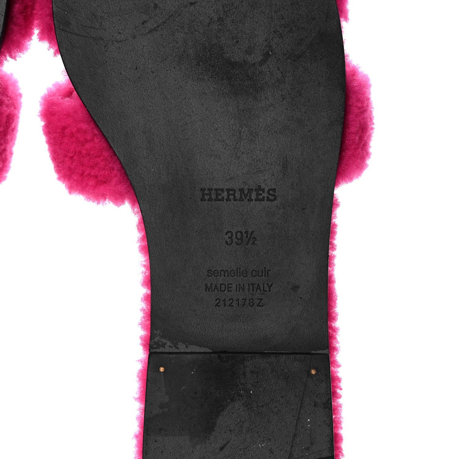 Hermes Woolskin Oran Sandals 39.5 Rose Fuchsia 6 of 7