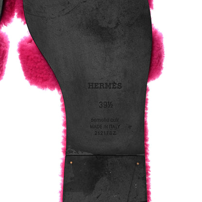 Hermes Woolskin Oran Sandals 39.5 Rose Fuchsia 6 of 7