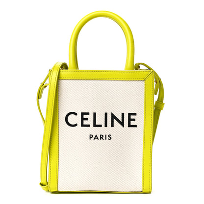Celine Canvas Calfskin Mini Vertical Cabas Neon Yellow 1 of 9