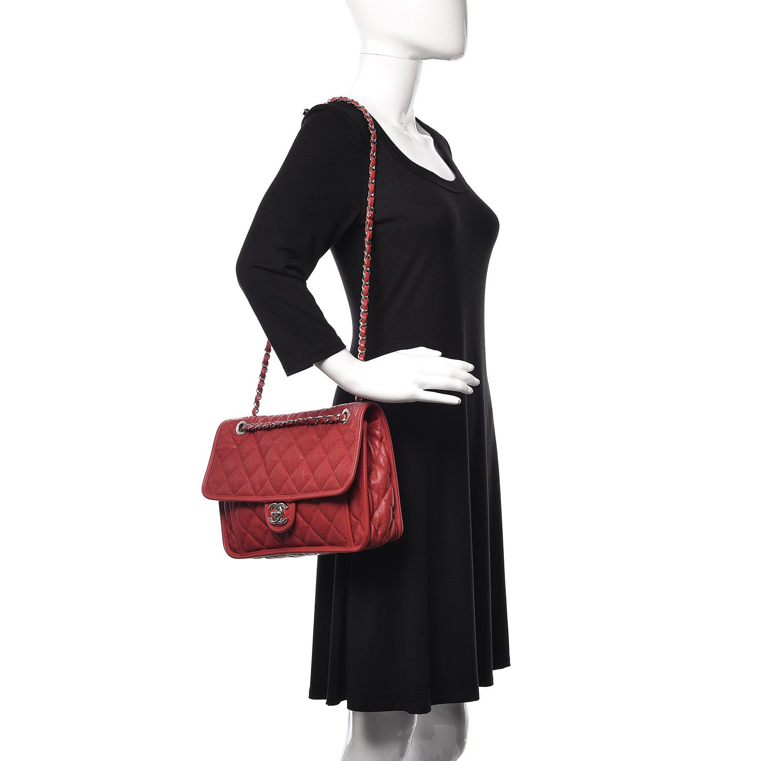 Chanel Caviar Quilted Large French Riviera Flap Red 3 of 10