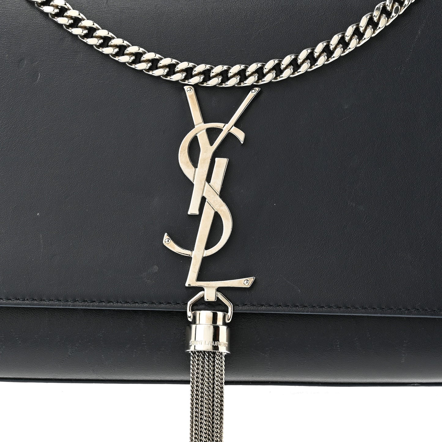 Smooth Calfskin Medium Classic Monogram Kate Tassel Satchel Marine