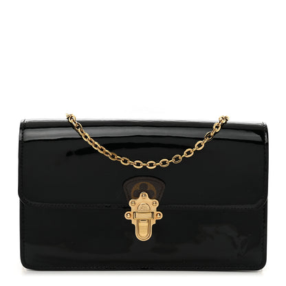 Louis Vuitton Patent Calfskin Monogram Cherrywood Chain Wallet Black 1 of 11