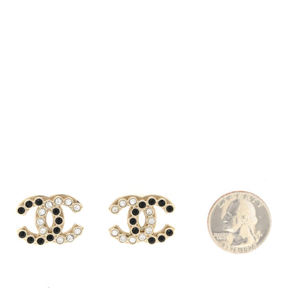 Chanel Crystal CC Earrings Black Gold 2 of 5