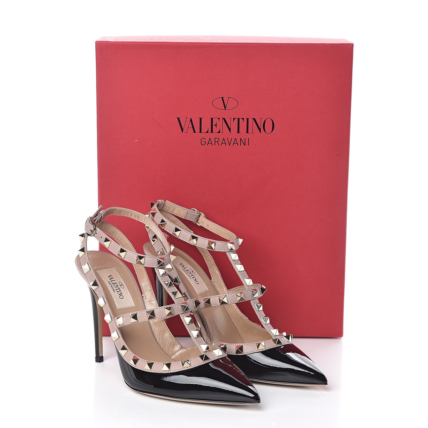 Valentino Garavani Patent Nappa Rockstud Ankle Strap 100mm Pumps 37.5 Black Poudre 8 of 8