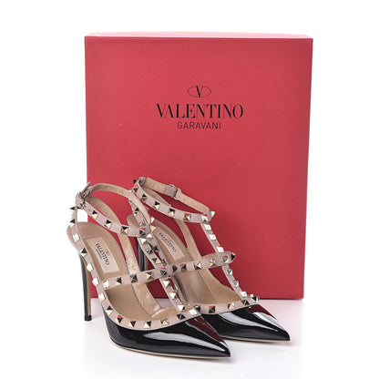 Valentino Garavani Patent Nappa Rockstud Ankle Strap 100mm Pumps 37.5 Black Poudre 8 of 8