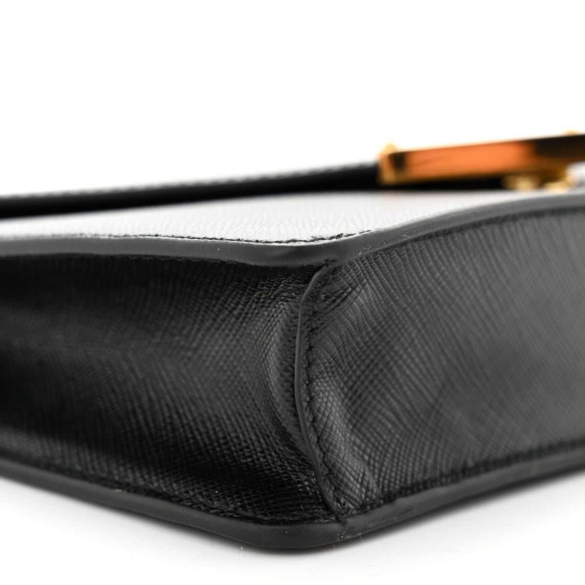 Prada Saffiano Lux Metal Triangle Logo Mini Envelope Chain Shoulder Bag Black 8 of 9