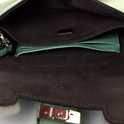 Fendi Nappa Rabbit Fox Fur Micro Buggie Baguette Verde Acqua 4 of 5
