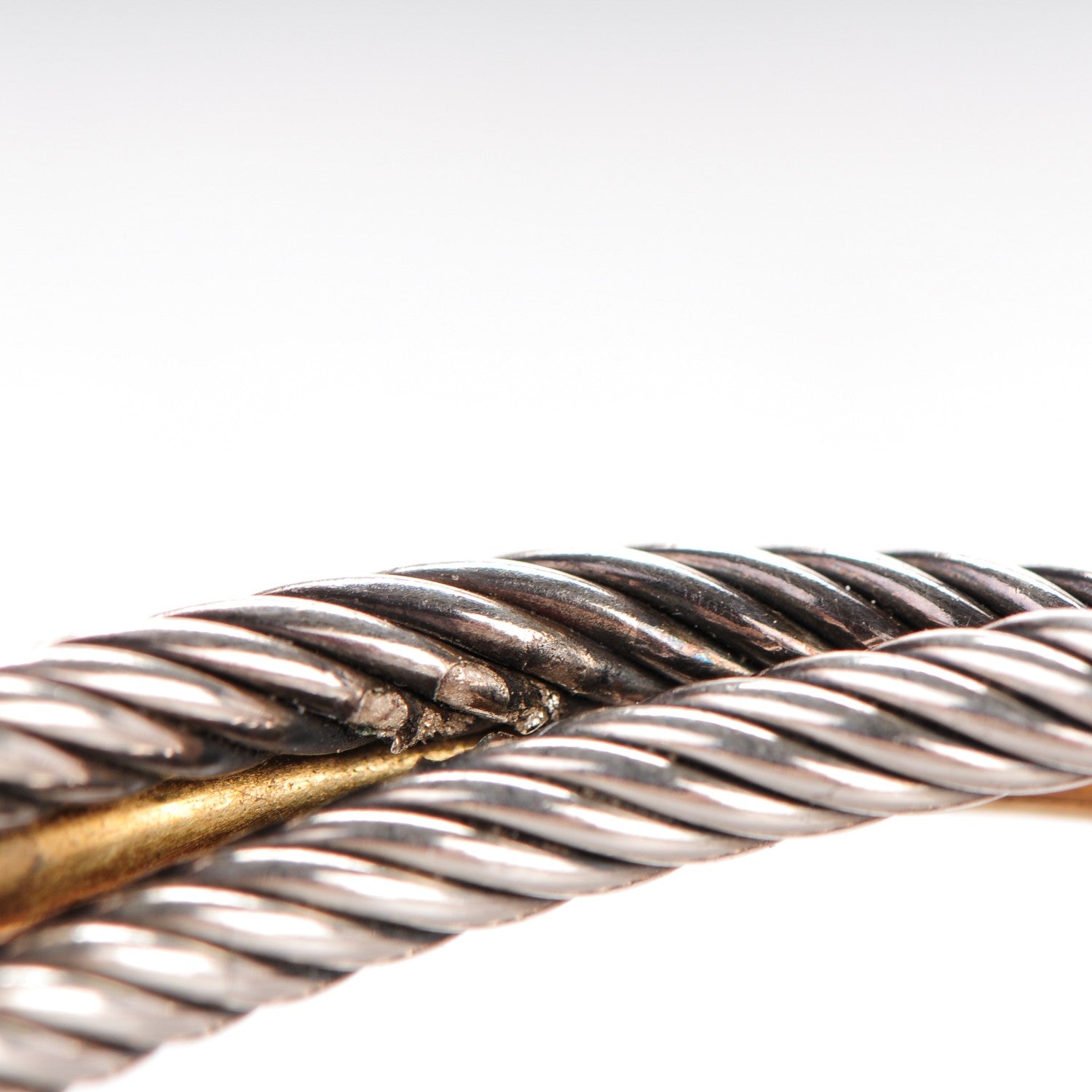 David Yurman Sterling Silver 18K Yellow Gold Crossover Cuff 6 of 7