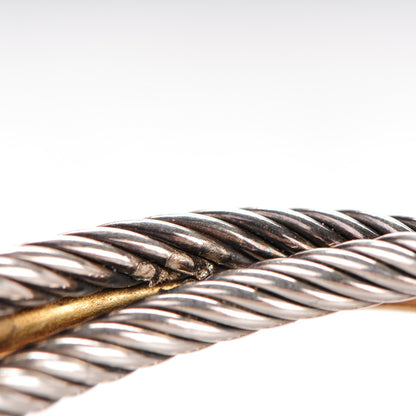 David Yurman Sterling Silver 18K Yellow Gold Crossover Cuff 6 of 7