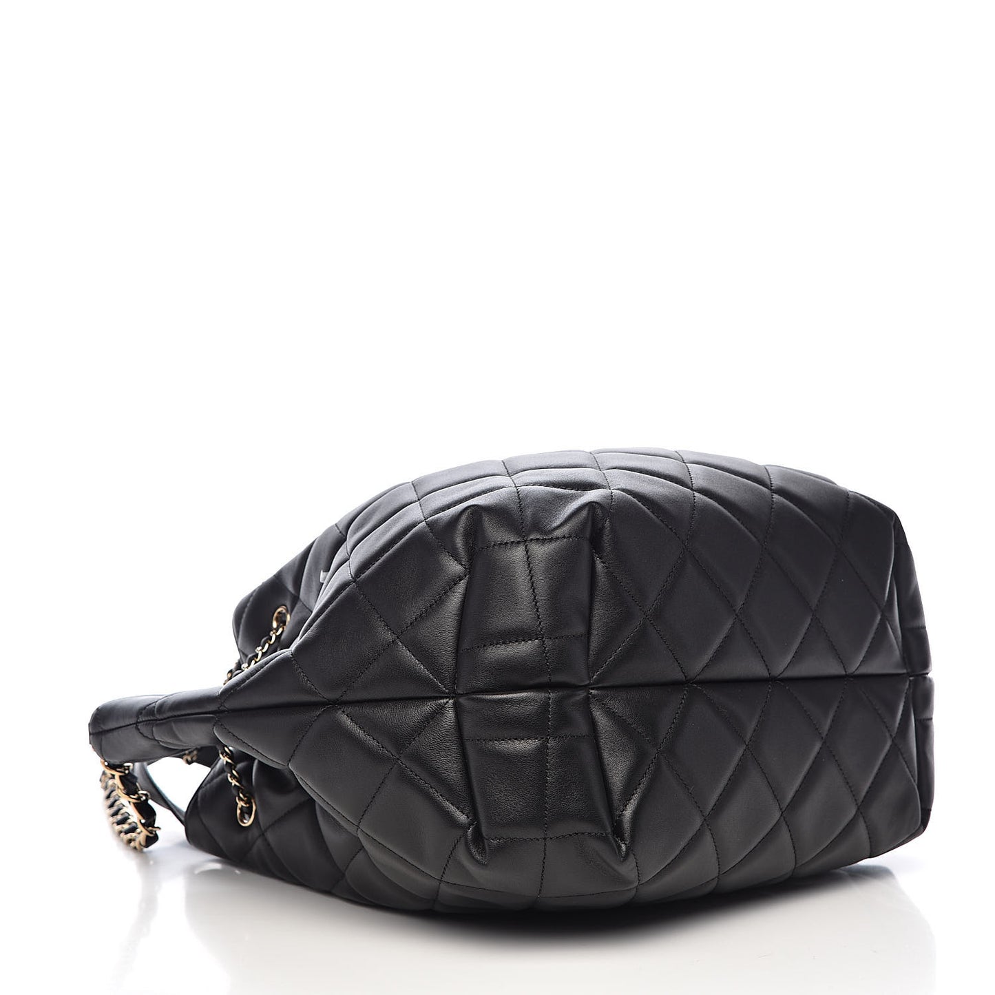 Lambskin Quilted CC Dweller Drawstring Tote Black