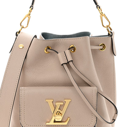 Louis Vuitton Calfskin Lockme Bucket MM Greige 7 of 10