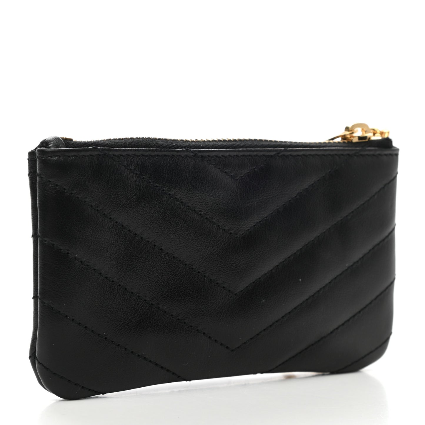 Calfskin Matelasse Monogram Key Pouch Black