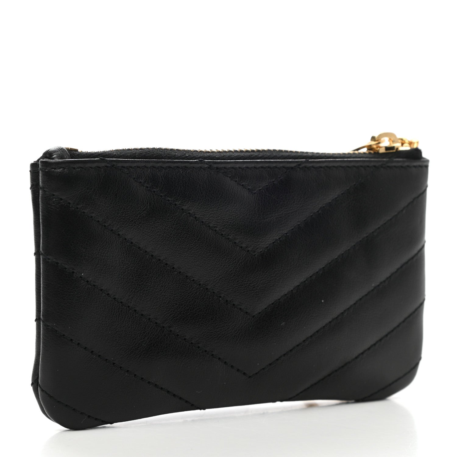 Saint Laurent Calfskin Matelasse Monogram Key Pouch Black 3 of 7