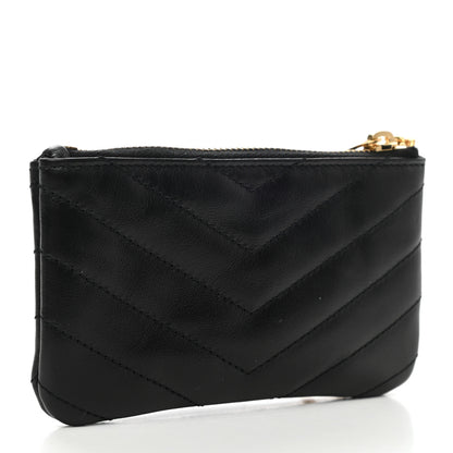 Saint Laurent Calfskin Matelasse Monogram Key Pouch Black 3 of 7