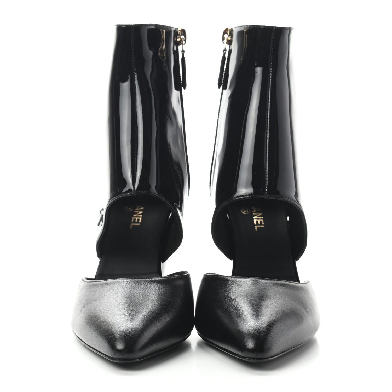 Chanel Lambskin Patent Calfskin Short Ankle Boots 38.5 Black 3 of 7