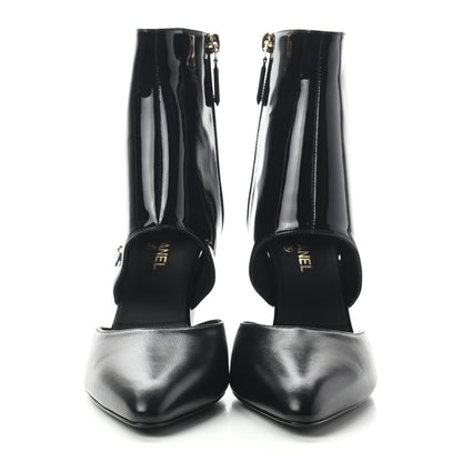 Chanel Lambskin Patent Calfskin Short Ankle Boots 38.5 Black 3 of 7