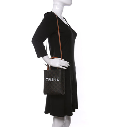 Celine Triomphe Canvas Calfskin Mini Vertical Cabas Tan 2 of 9