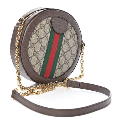 Gucci GG Supreme Monogram Web Mini Ophidia Round Shoulder Bag Brown 3 of 10
