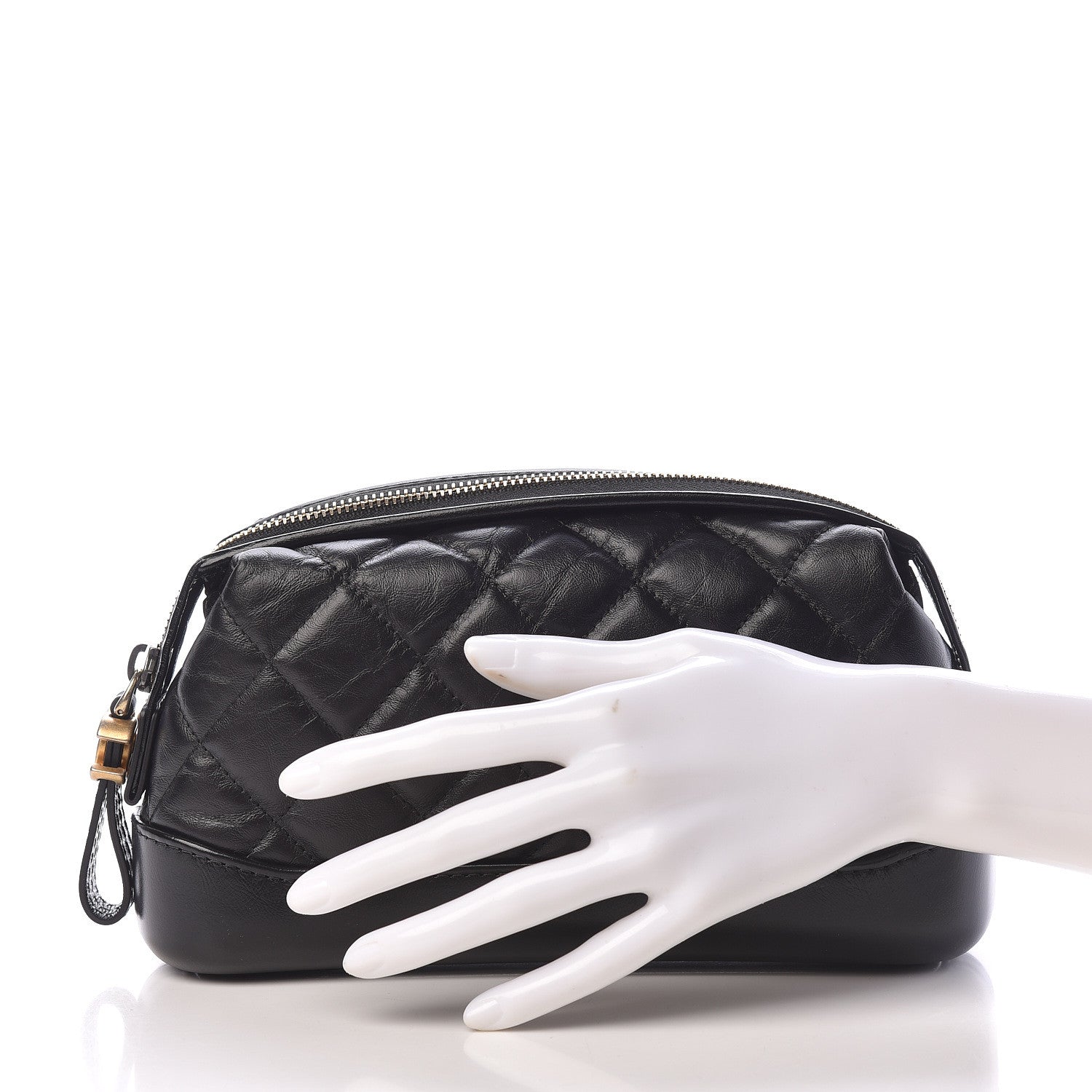 Chanel Aged Calfskin Quilted Gabrielle Cosmetic Case Black 2 of 7
