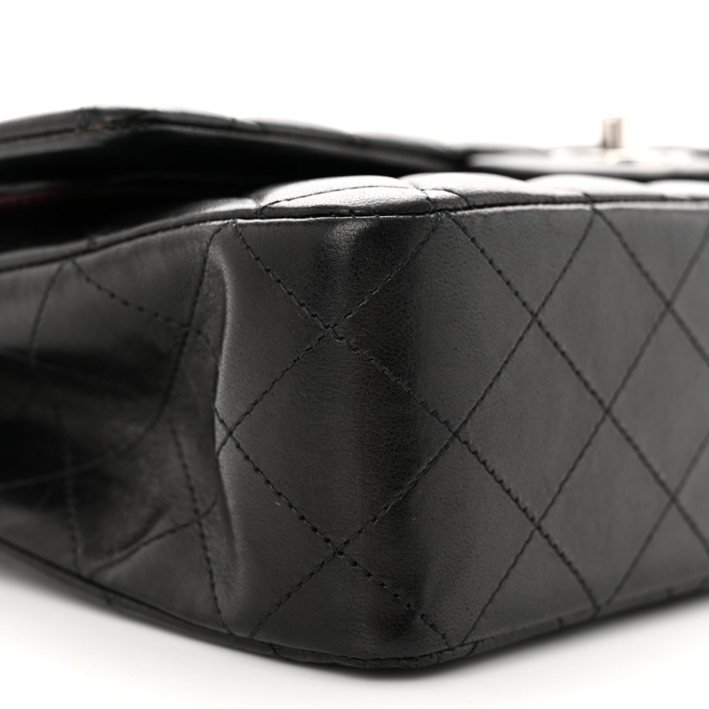Lambskin Quilted Medium Double Flap Black