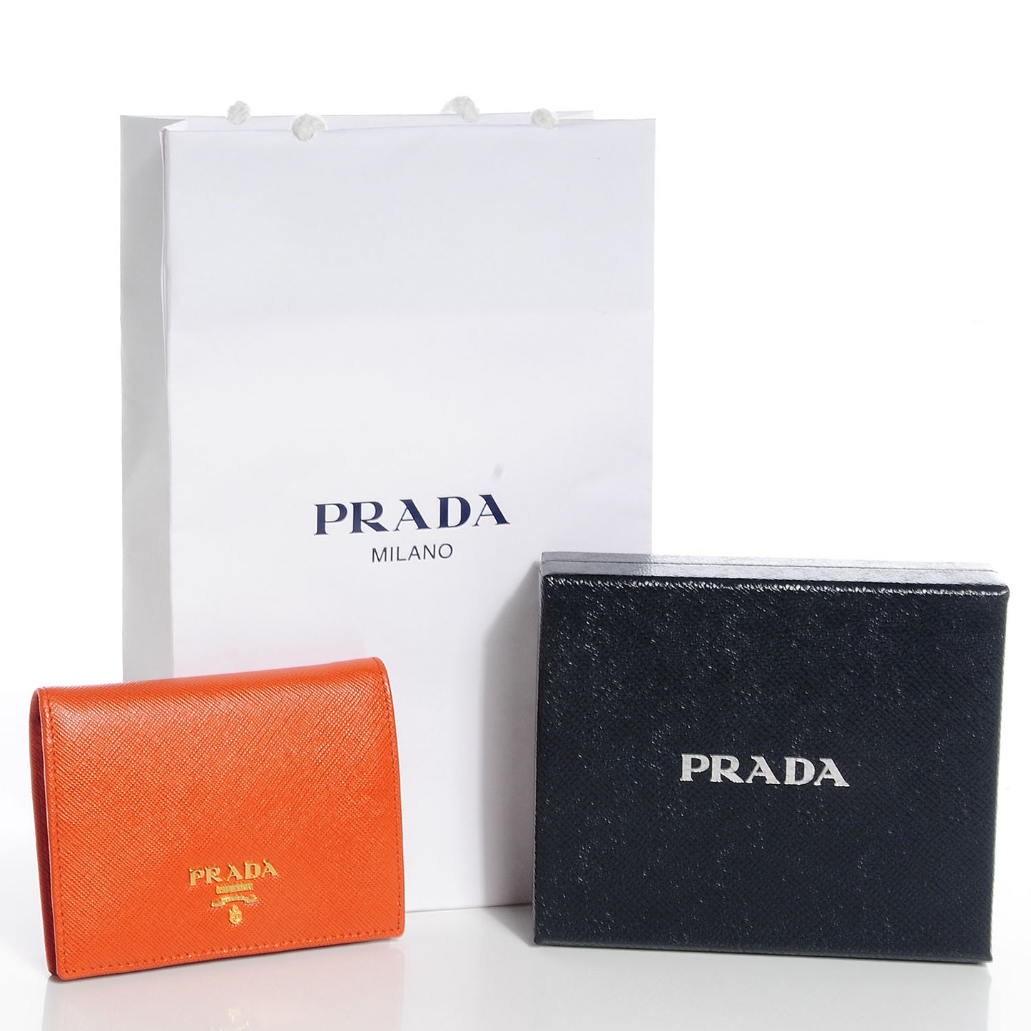 Saffiano Metal Bi-Fold Wallet Papaya