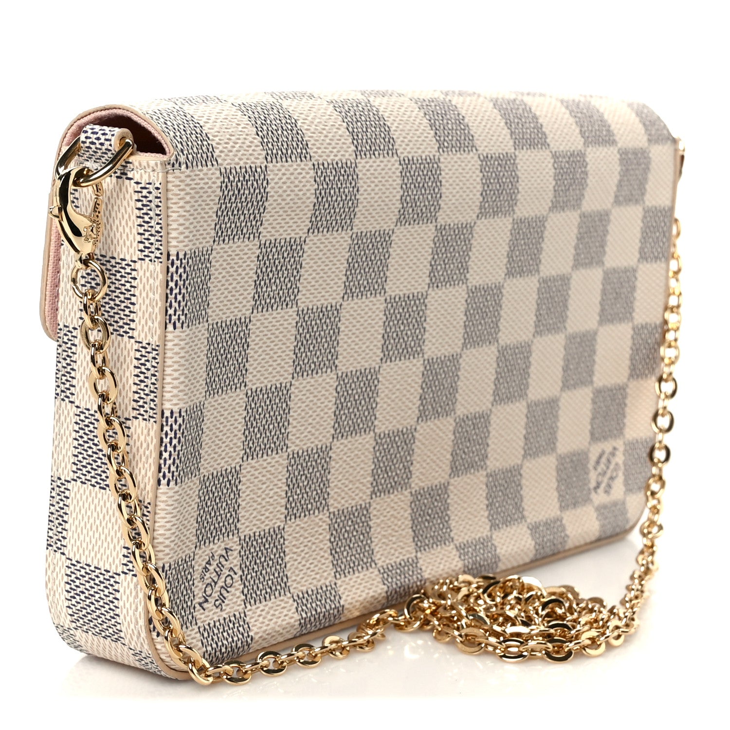 Louis Vuitton Damier Azur Pochette Felicie Chain Wallet Rose Ballerine 4 of 13