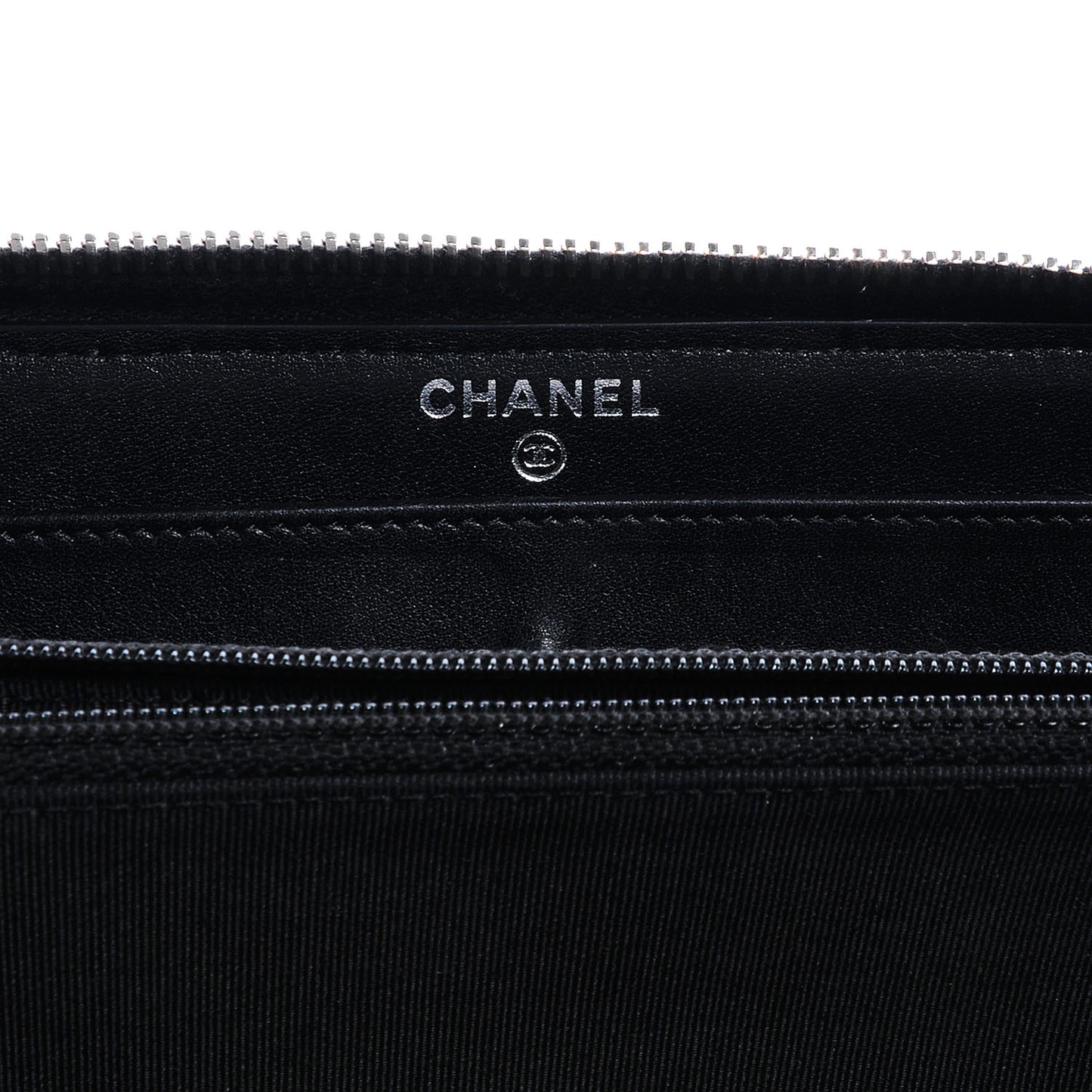 Patent Quilted Zip Around Wallet Black