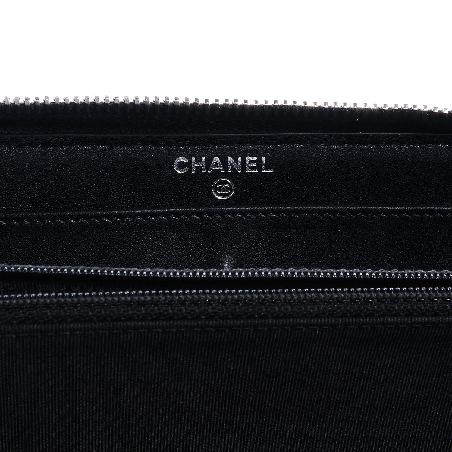 Chanel Patent Quilted Zip Around Wallet Black 7 of 9