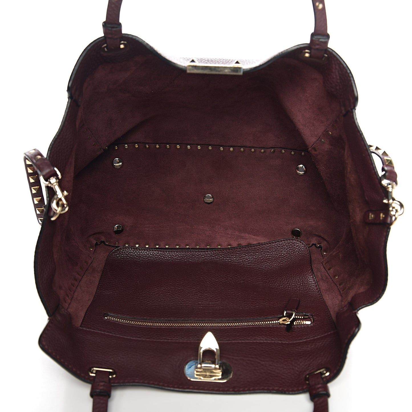 Pebbled Calfskin Medium Rockstud Tote Rubin